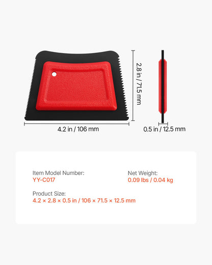 Pet hair remover size diagram with front and side views